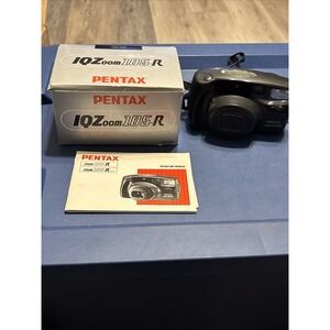 Pentax IQZoom 105-R 35mm Film Camera 38-105mm Lens w/ Box & Manual - Untested
